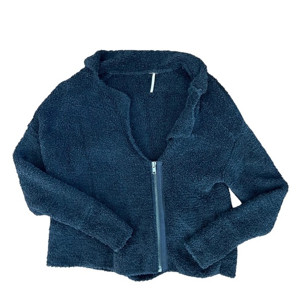 Free People Wool Oversized Teddy Moto Jacket Sweater Size Medium - Picture 3 of 15